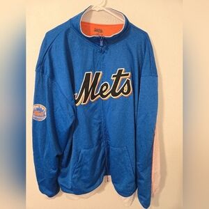 New York Mets MLB Stitches Embroidered Track Zip Up Jacket Mens Size XXL EUC Bas
